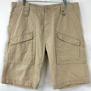 DIESEL Y2K 2000s Khaki Tan Distressed Baggy Cargo Shorts Pockets Men 32 Gorpcore